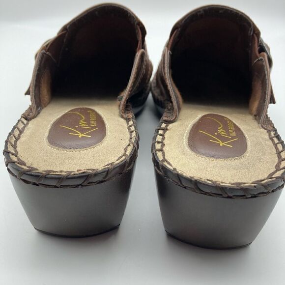 Kim/Kim Rogers Women’s Buckle Leather Slide Clogs Cognac Color Size 7 - Picture 5 of 10